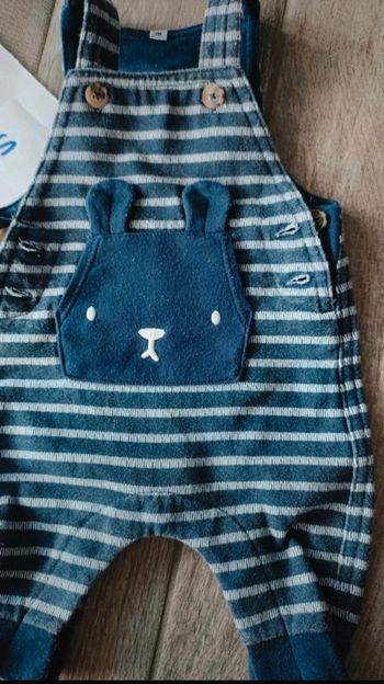 Magnifique Salopette rayée petit lapin