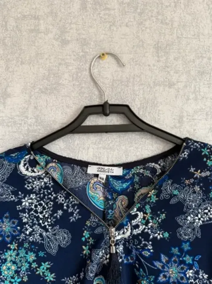 Robe fluide à motifs bleu foncé Modavista taille 48 - photo numéro 2