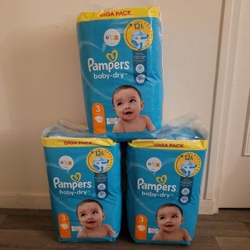 COUCHES PAMPERS BABY-DRY TAILLE 3  au total 408 couches