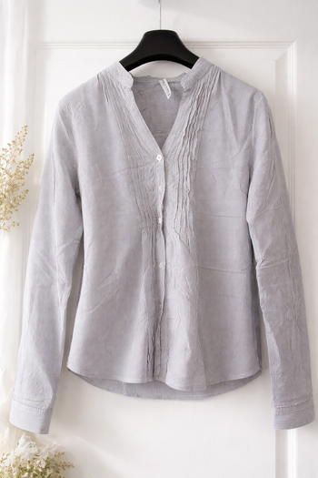 Chemise rayée grise femme – Taille S – Lea Fashion – Coupe élégante – Très bon état