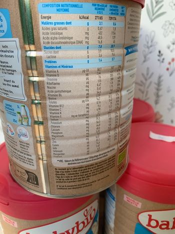 4 boîtes de lait Babybio Primea Croissance