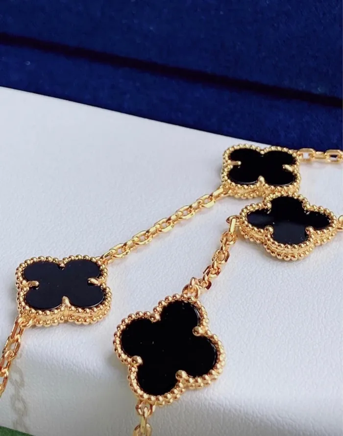 Collier 10 trèfles onyx noir - photo numéro 7