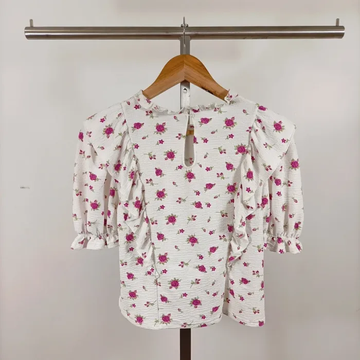 Blouse Miss Selfridge fleurs roses volantée manches bouffantes romantique T38 EUR/UK10 A1104 - photo numéro 5