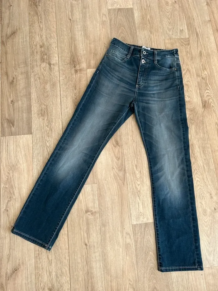 Please jeans bleu délavé coupe droite, taille XS