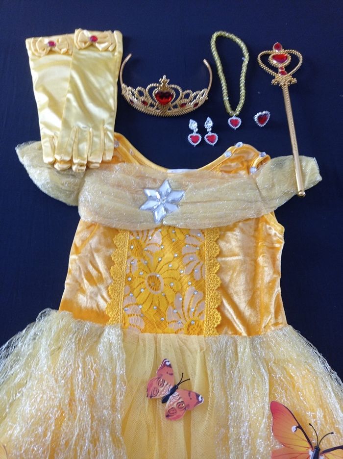 Déguisement robe princesse jaune papillon 6ans - photo numéro 6