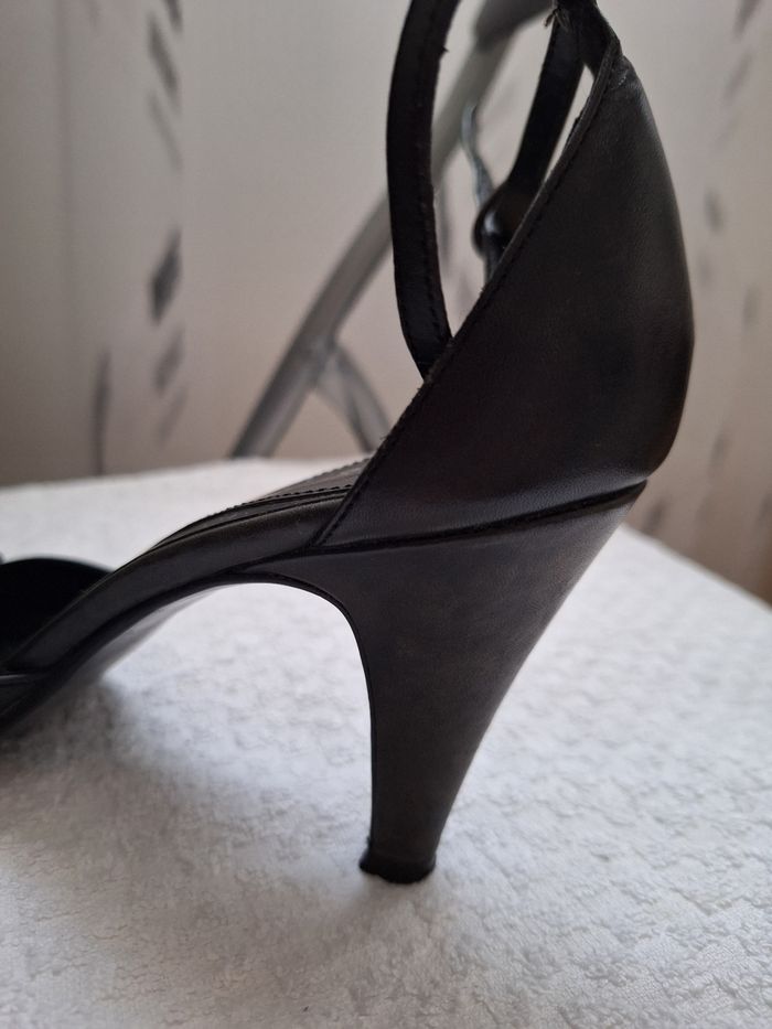 Escarpins à talons cuir  noir - photo numéro 5