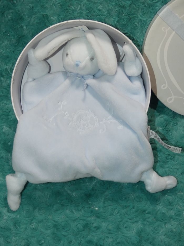 Doudou lapin plat kaloo perle bleu brodé 🐰Neuf - photo numéro 2