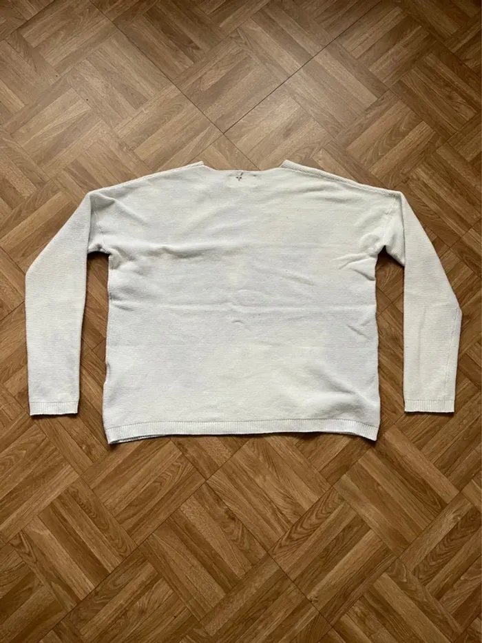 Pull blanc col en V Sud Express - photo numéro 5