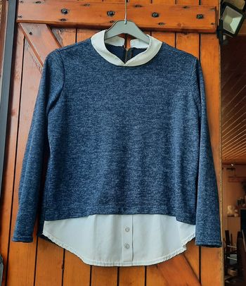 Pull femme, bleu chiné, taille 38