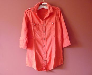 Chemise tunique Femme 38 ou M TBE rose corail manches 3/4