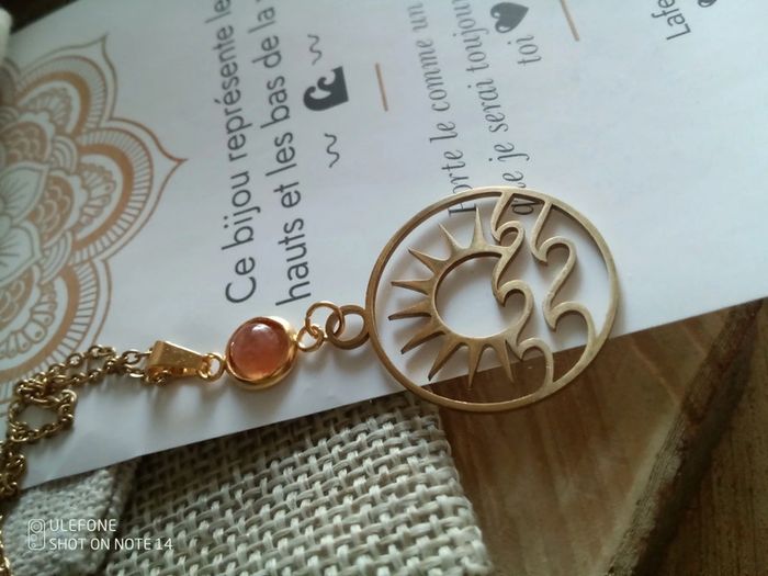 Collier vague de la vie, pierre du soleil + carte - photo numéro 4