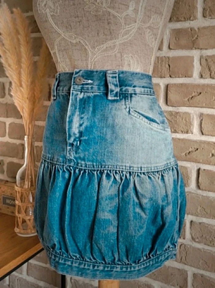 Jupe en jean bleu délavé Naf Naf M 38 - photo numéro 4