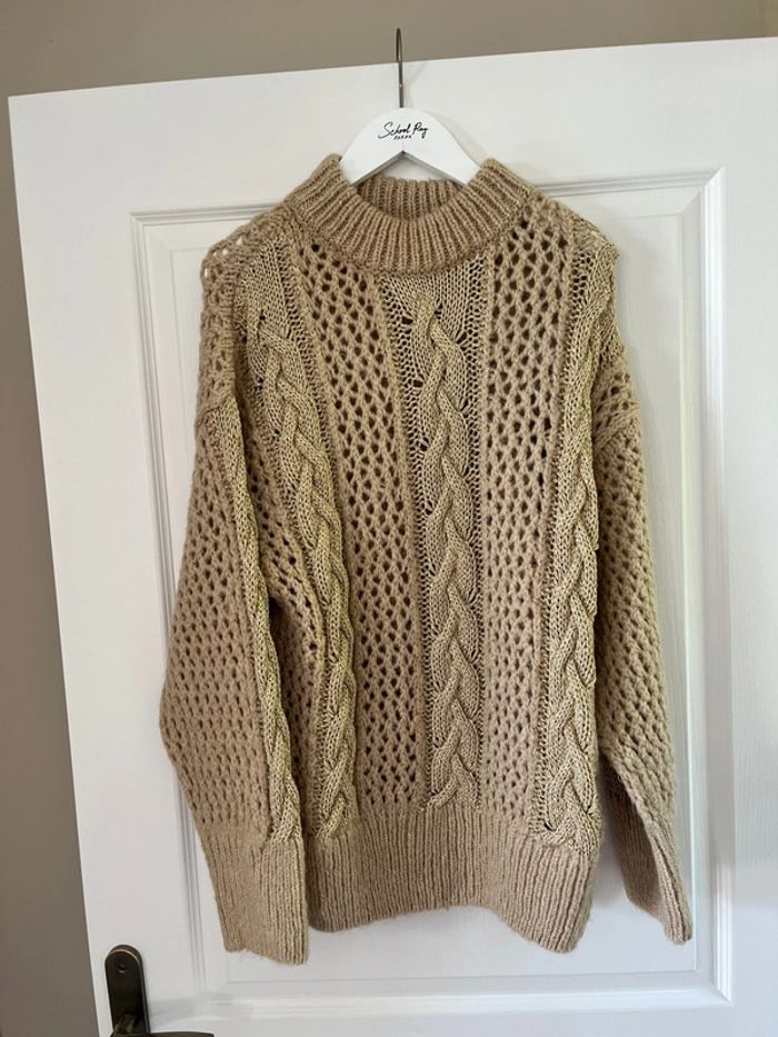 Pull Zara, beige et doré