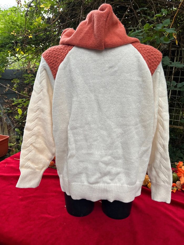 Pull automnal à capuche – Motif Renard & Fleurs – Taille XL - photo numéro 2