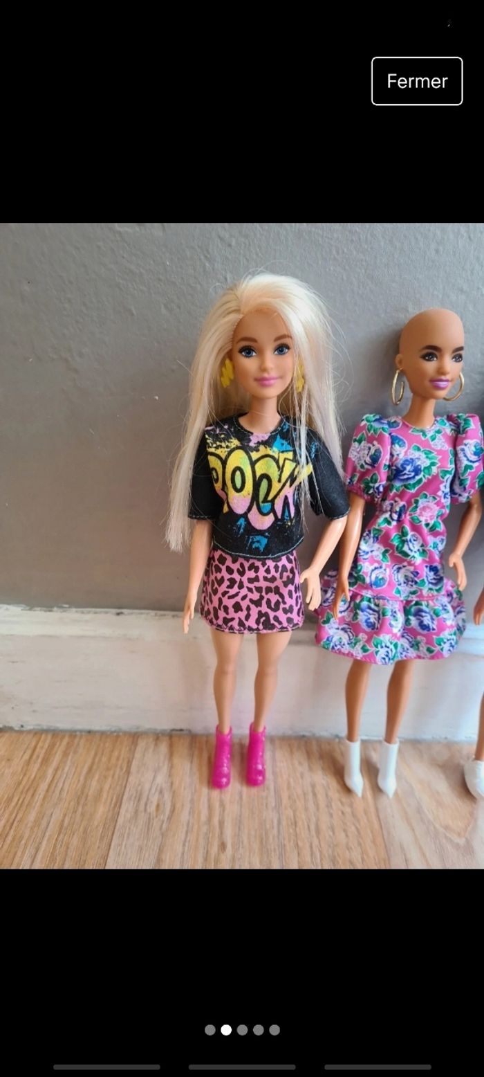 Lot de 3 barbies fashionistas - photo numéro 2
