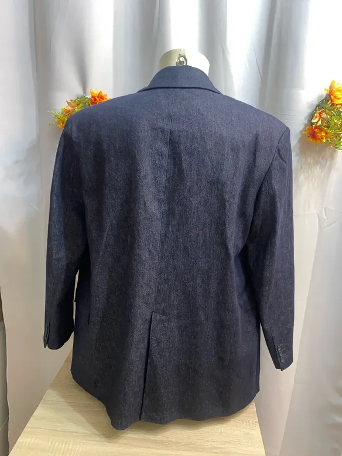 Veste blazer coton bleu indigo 7 For All Mankind taille L neuve - n17p - photo numéro 5