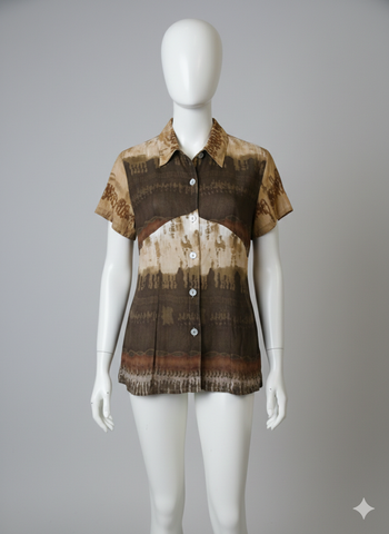 chemisier manches courtes imprimé marron et beige taille 1 Terracotta Neuf superbe 100 % viscose