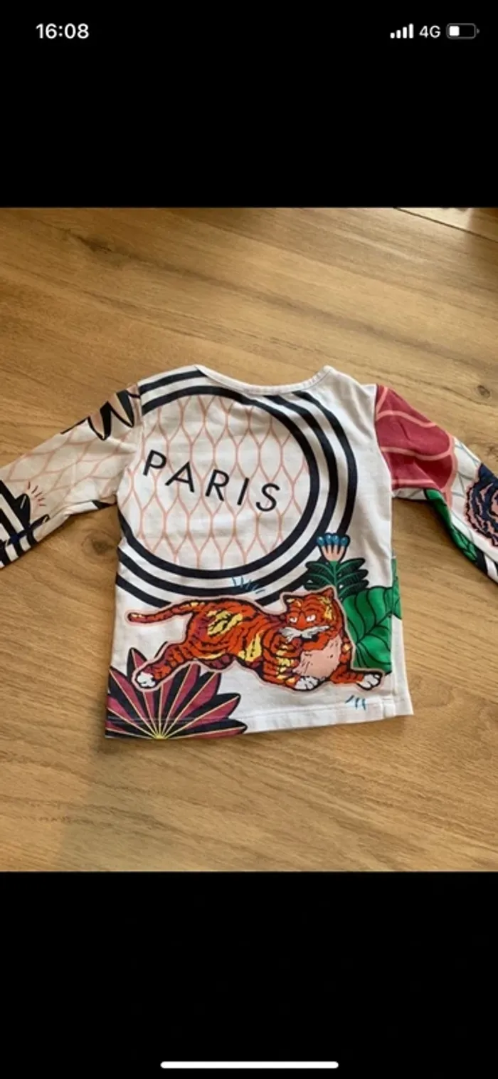 T-shirt manches longues kenzo taille 12 mois - photo numéro 5
