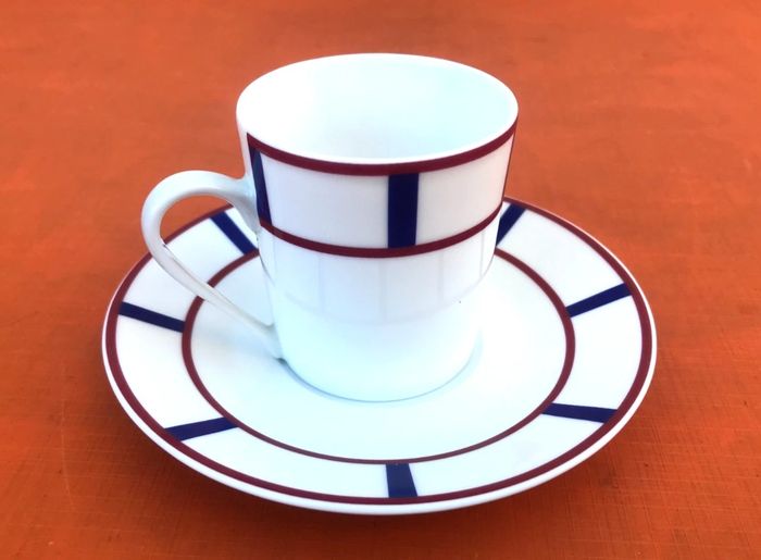 2 Tasses / Soucoupes à café  Décor traditionnel du Pays Basque  Porcelaine de Limoges France - photo numéro 8
