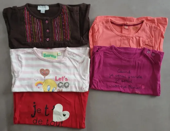 Lot tee-shirts manches longues 6 mois