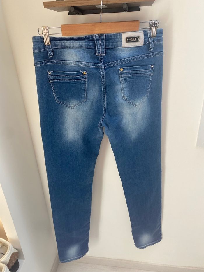 Jeans droit dégradé bleu MBJ en TBE 95% coton - photo numéro 5