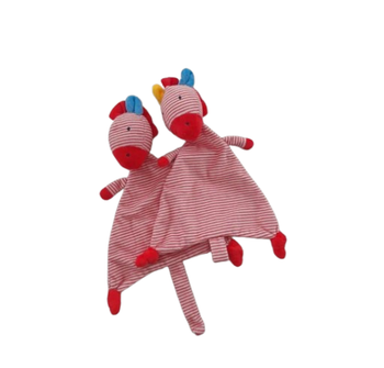 Doudous plats en double zèbre rayé rouge– jouet enfant