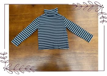 T-shirt manche longue col roulé Okaidi 5 ans rayé bleu marine et blanc