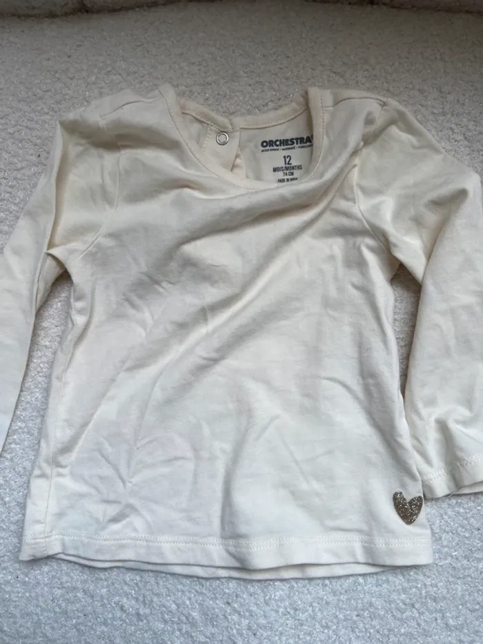 Lot 3 tee shirts manches longues fille 12 mois - photo numéro 4