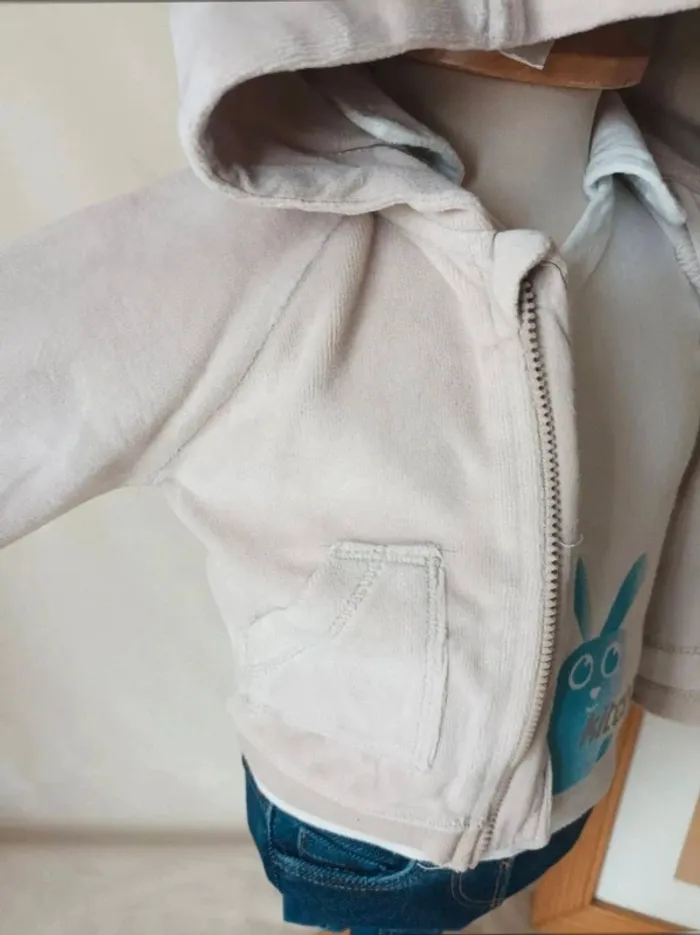 Ensemble polo manches longues et gilet zippé doux Kitchoun garçon 1 mois - photo numéro 3