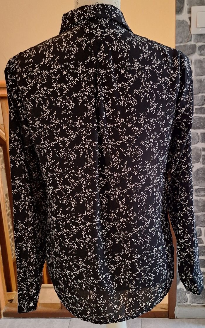 Chemise fluide noire mouchetée crème - photo numéro 5