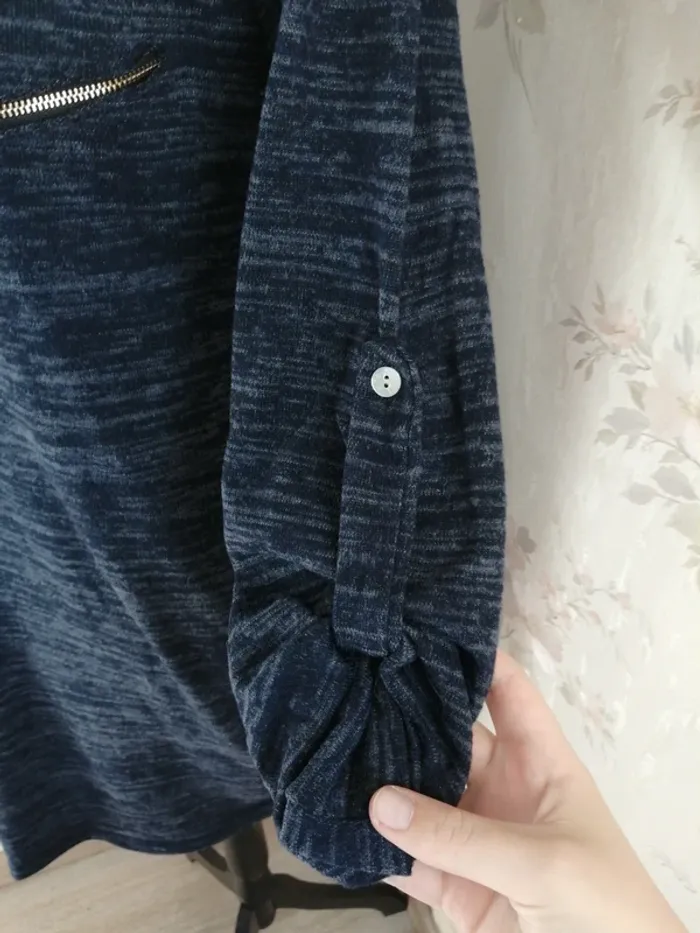 Robe pull à capuche bleu shiné avec poches et manches réglables / sans marque / (TU) - photo numéro 5