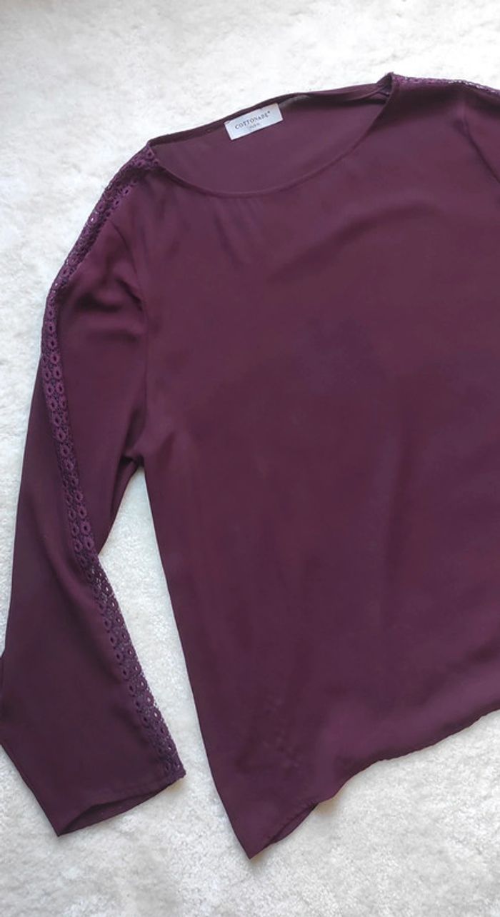 Blouse Cottonade Paris Violet Aubergine L fabriqué en France