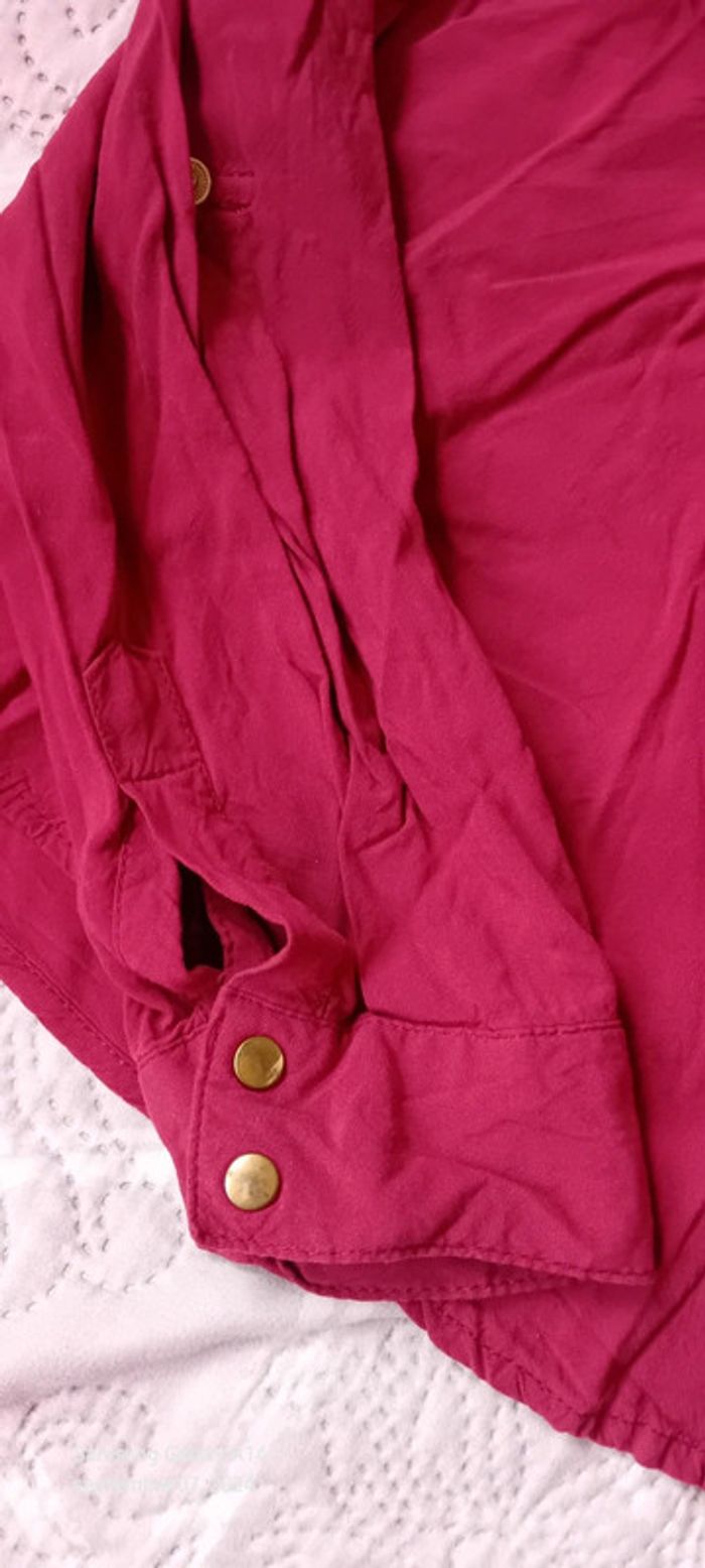 Chemise boutons dorés manches réglables framboise femme M manoukian - photo numéro 10
