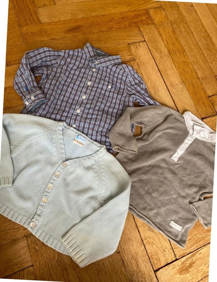 Lot 3 hauts jacadi cyrillus ikks t18 mois