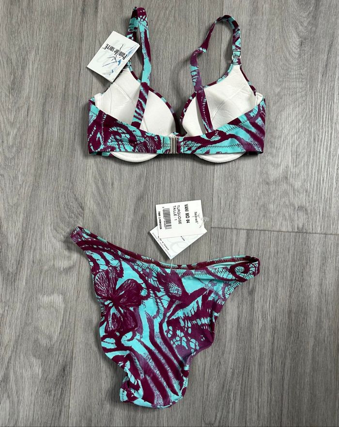Maillot de bain deux pièces bleu turquoise et violet Pain de Sucre T36 S - photo numéro 7