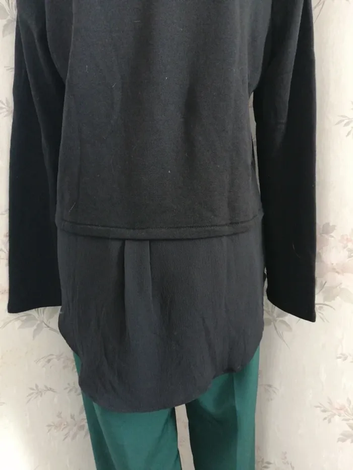 Pull fin noir avec col style chemise en crêpe et ouverture bouton / esmara / (42) - photo numéro 9