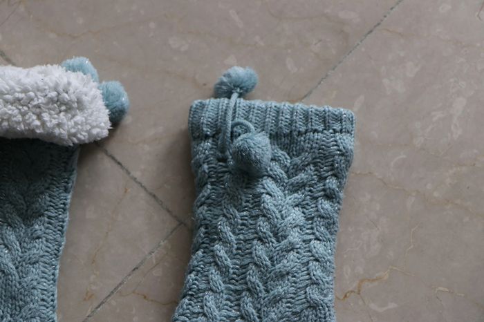 Chaussette chausson hiver bleu - photo numéro 3