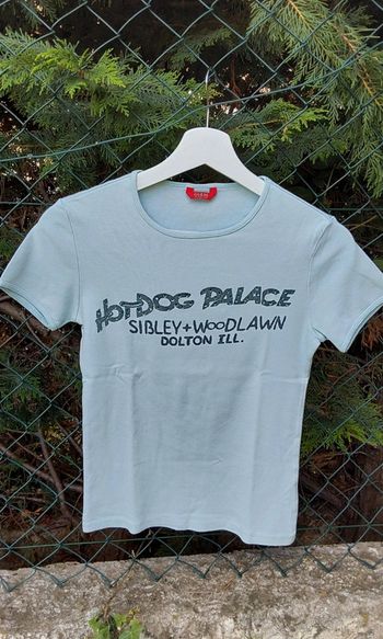 Tee shirt bleu clair avec strass Guess T 34