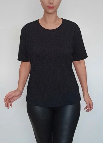T-shirt leger texturé uni noir basique taille 42