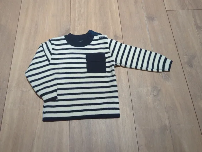 Magnifique petit pull marin vintage 100% acrylique 12 mois