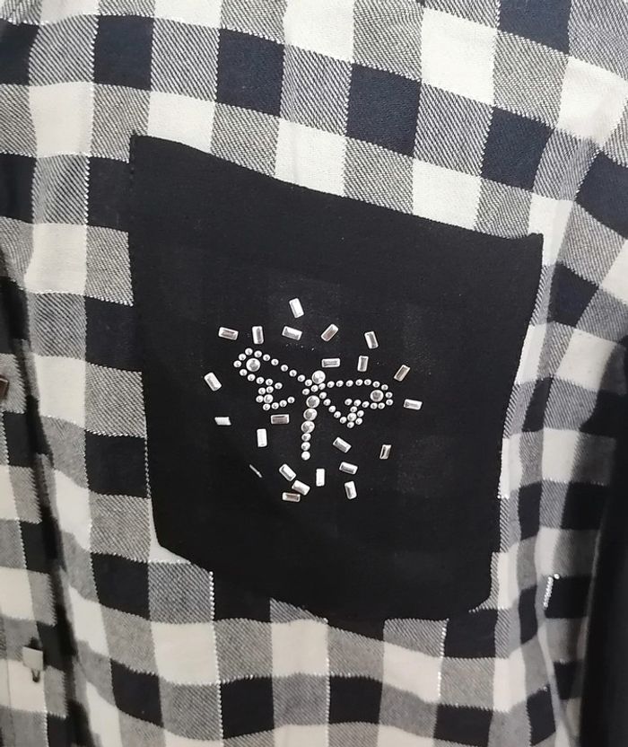 Chemise longue carreaux noir blanc Taille S La Mode est à Vous - photo numéro 8