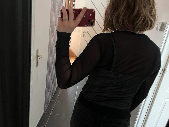 Blouse transparente manches longues noire Étam M🖤 - photo numéro 3