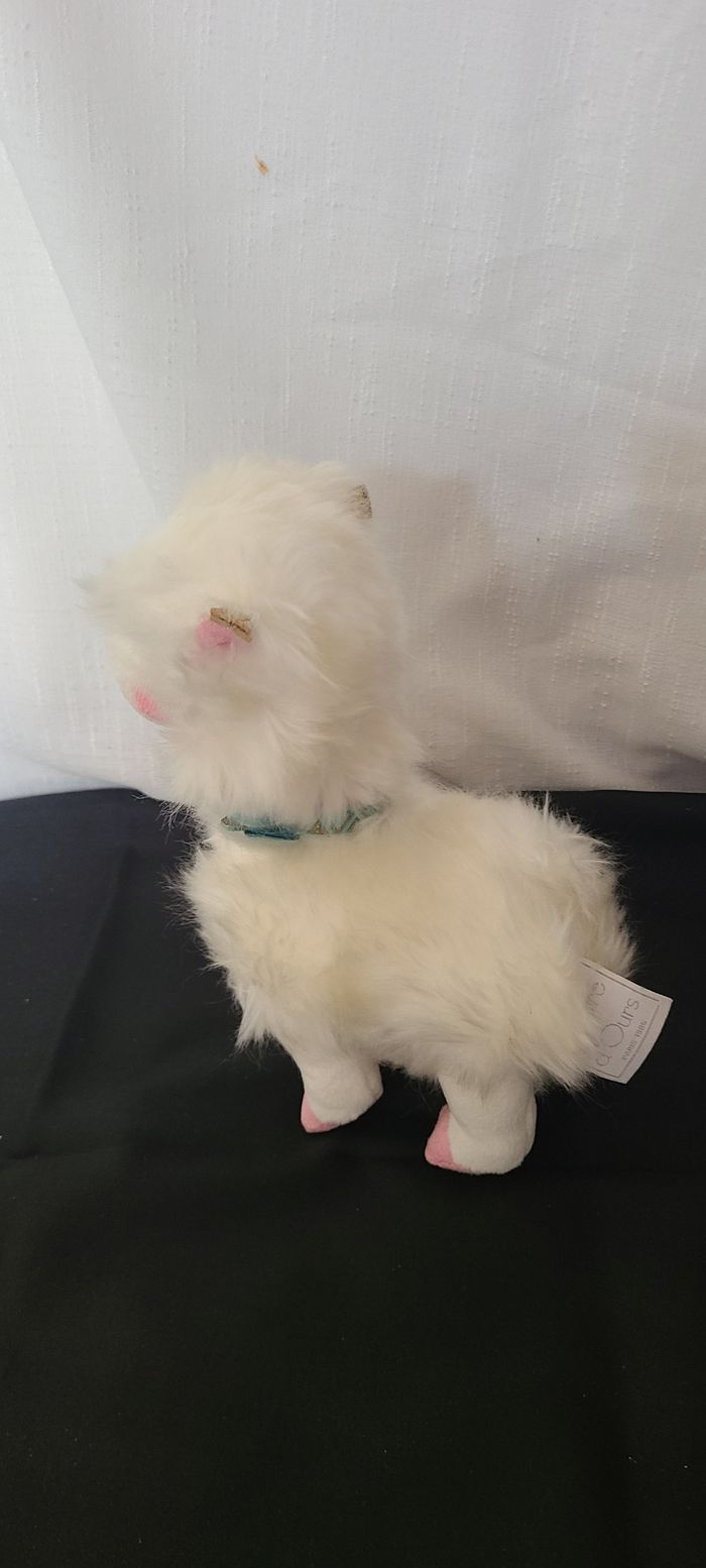 Peluche Doudou lama blanc marque Histoire D'ours rose - photo numéro 5