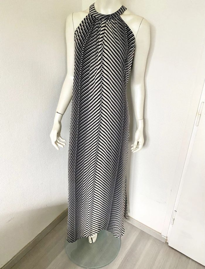 Robe longue fluide – Motif graphique noir – Taille 36/38– Excellent état - photo numéro 9