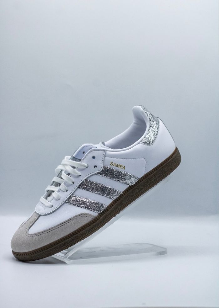 Adidas Samba silver glitter handmade