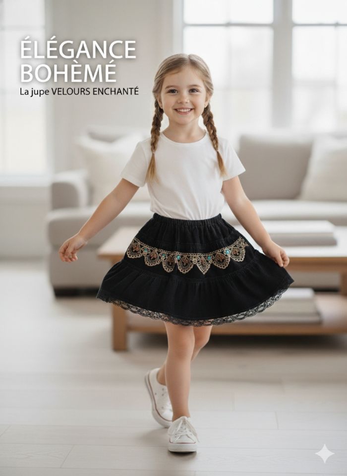 Jupe Bohème en velours 6 ans