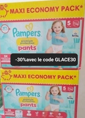 Deux cartons de couches Pampers taille 5 preuim