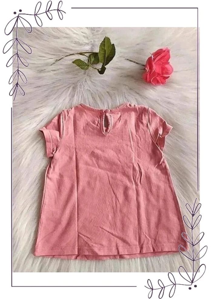 Tee-shirt coton manches courtes avec broderies coloris vieux rose - photo numéro 3