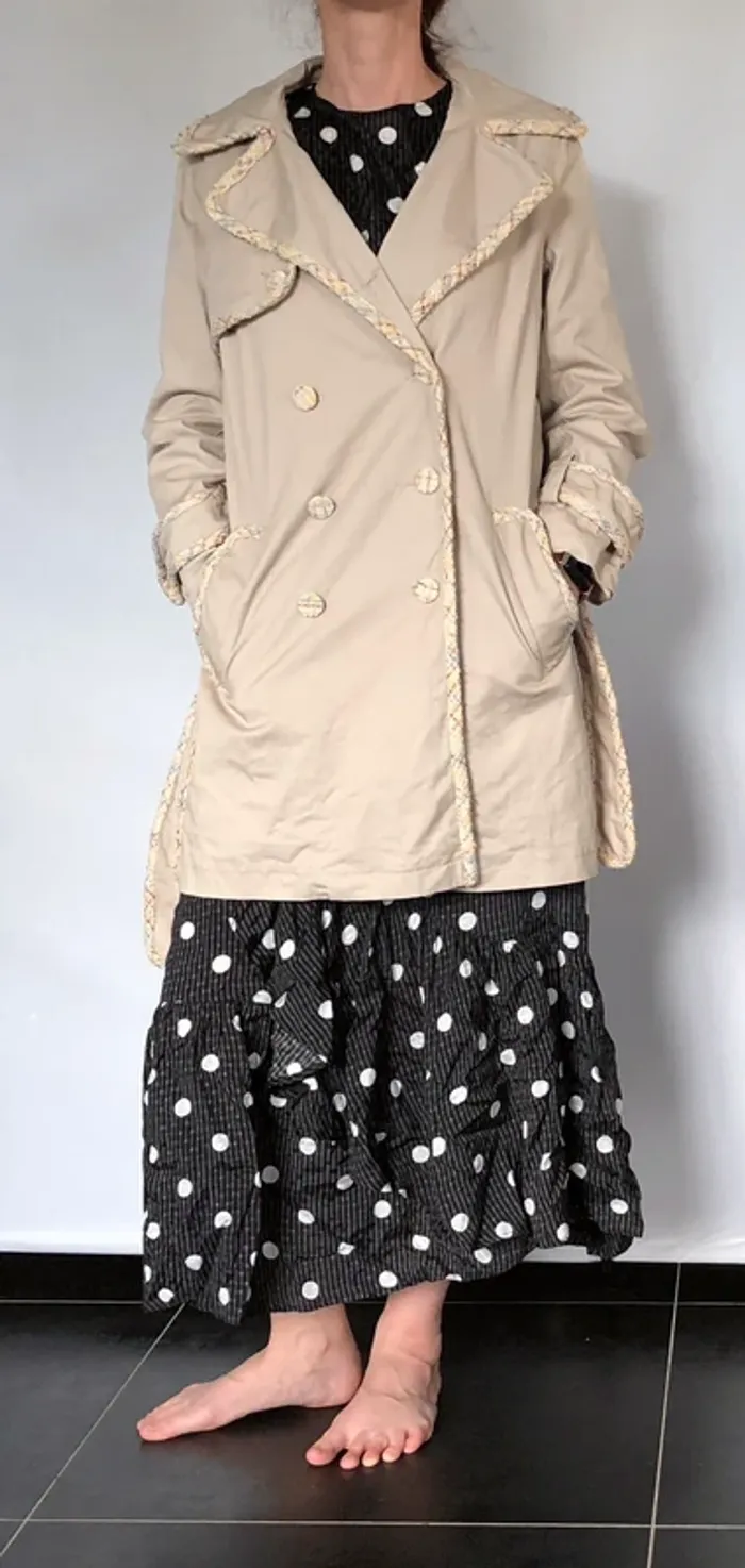 Trench beige avec boutons et ceinture tweed Morgan taille 42 excellent état - photo numéro 3