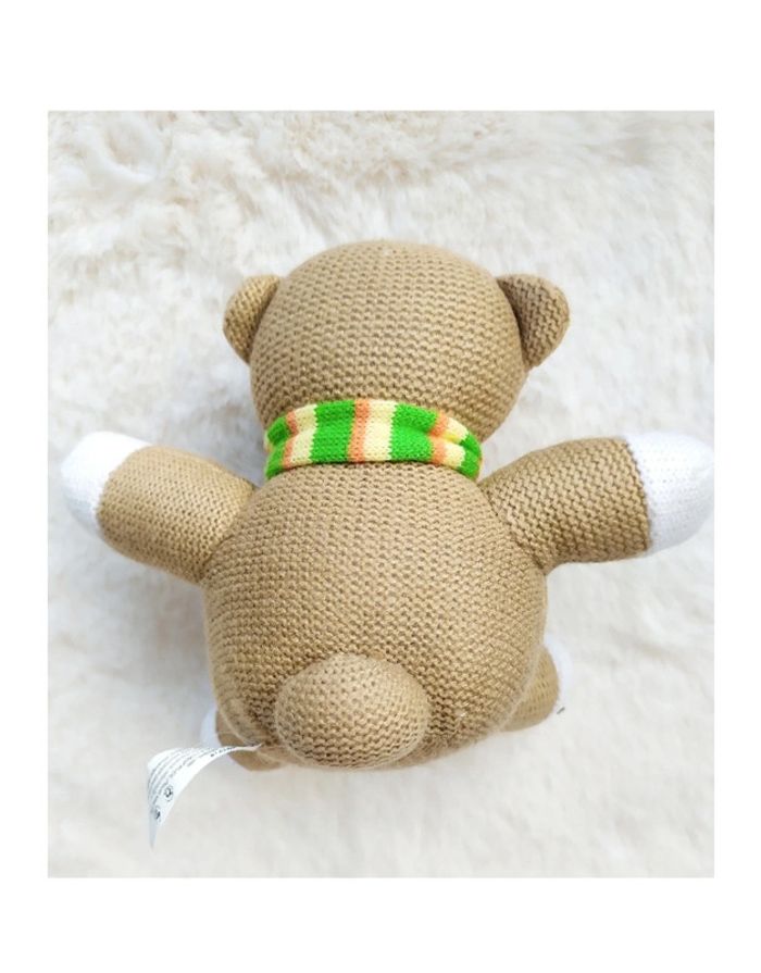 Petite peluche nounours en tricot avec écharpe style rétro vintage - photo numéro 2